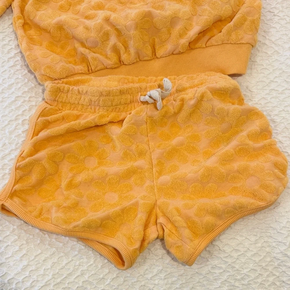 Old Navy Bright Yellow Kids shorts and sweatshirt Outfit